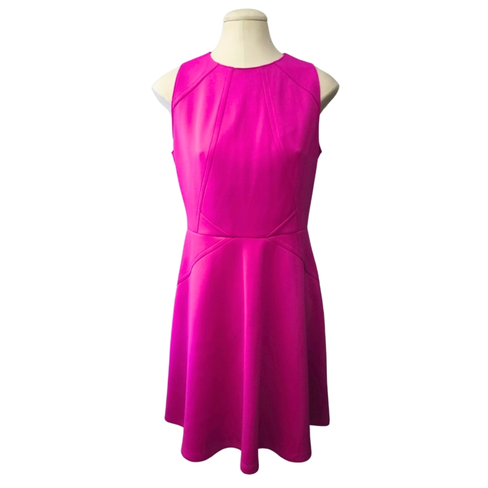 TED BAKER London Sew In Love Mitton Scuba Sleeveless Skater Dress Hot Pink 4/10 - Picture 3 of 8
